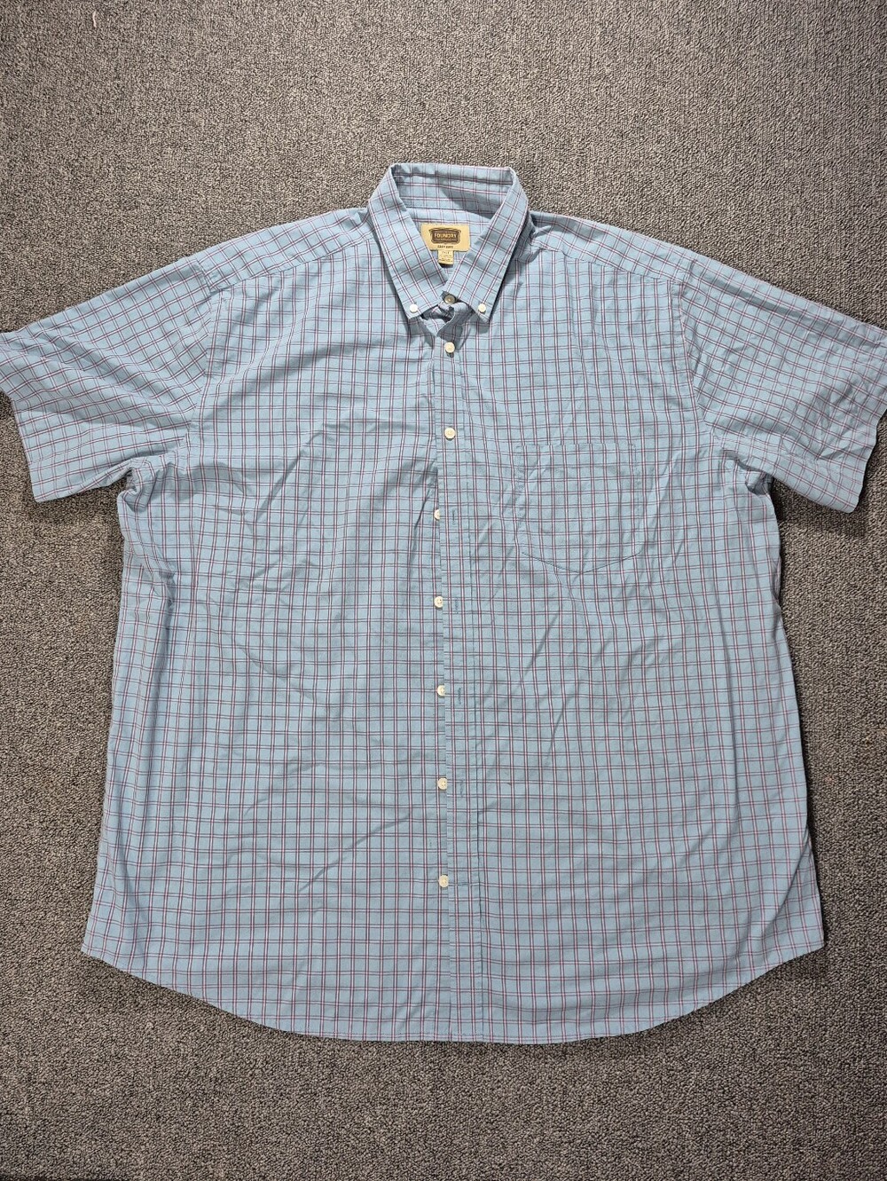 Foundry Supply Co Men's 2XLT Blue Plaid Button Front Short Sleeve Shirt Tall